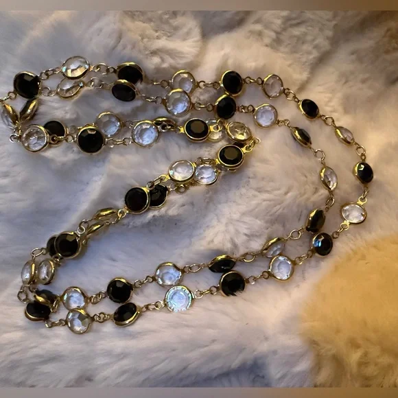 Vintage Swarovski Black and Gold Necklace - Picture 11 of 14